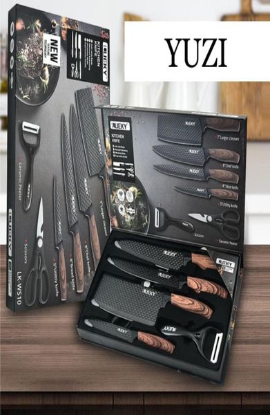 Edelstahl Küchenmesser Set Chef Messer Schere Keramik Peel Fleisch Cleaver Slicing Tools Utility Cooking Tool6026497