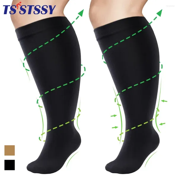 Sportsocke 1Pair Plus Size 2xl-7xl Leichtathletik Kompressionsärmel Bein Wade Männer Frauen Strümpfe Venen Venen Socken Anti-Fett-Fettsäure fest