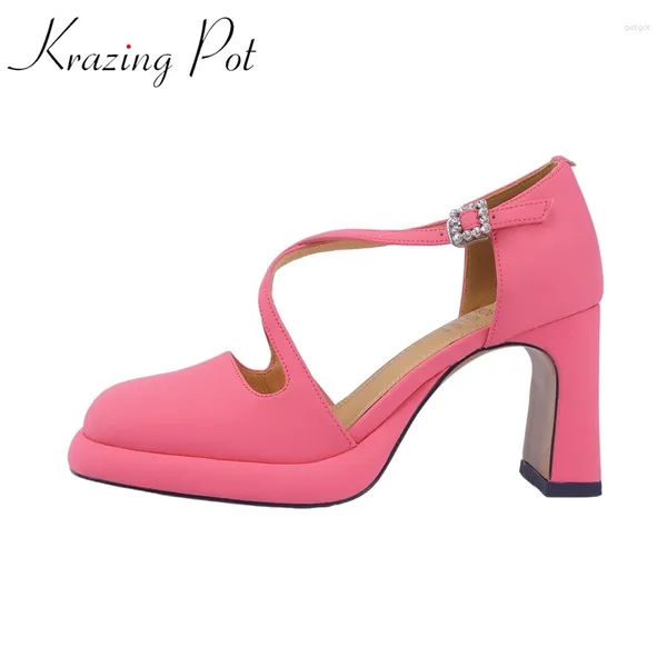 Sapatos de vestido krazing pote de vaca de vaca doce meninas rasas plataforma super altivo salto alto primavera no verão boate sexy party women women bombas