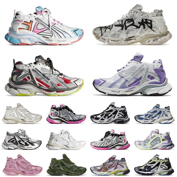 2024 di alta qualità 2024 Nuova piattaforma di moda Platfort Runners 7.0 Casual Scarpe Vintage Old 17FW Paris Flat Sneakers nero Graffiti Pink Bianco da uomo Luxurys Nylon Mesh