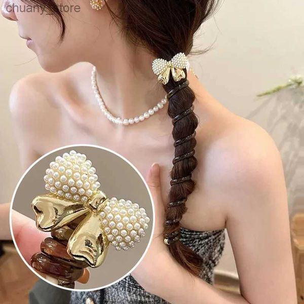 Haargummibänder Frauen Straight Telefonlinie Haarbänder Bowknot Ponytailhalter Diamant Blume Haar Binde Stern Hochelastizität Gummi -Haar Seil Y240417