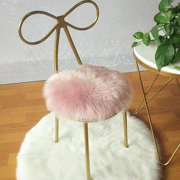 Cuscino imitazione sedia in lana addensata sgabello peluche inverno farfalla inverno rotonde