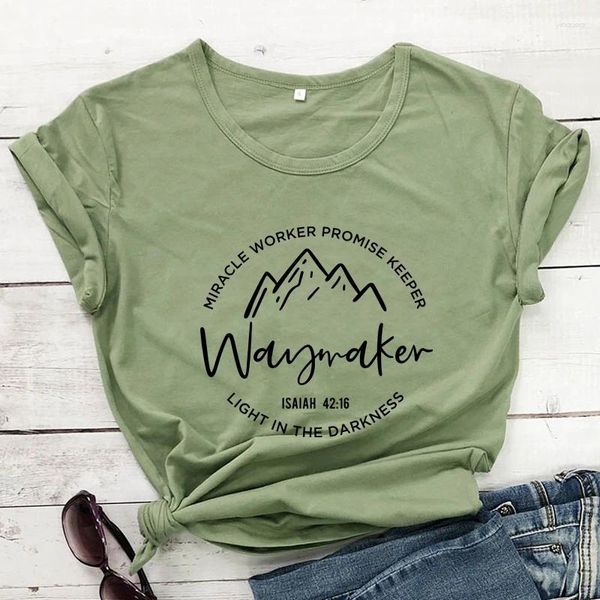 Frauen T-Shirts Waymaker Jesaja 42:16 T-Shirt Religiöse Frauen Kurzarm Christian Inspirierende Bibel T-Shirt