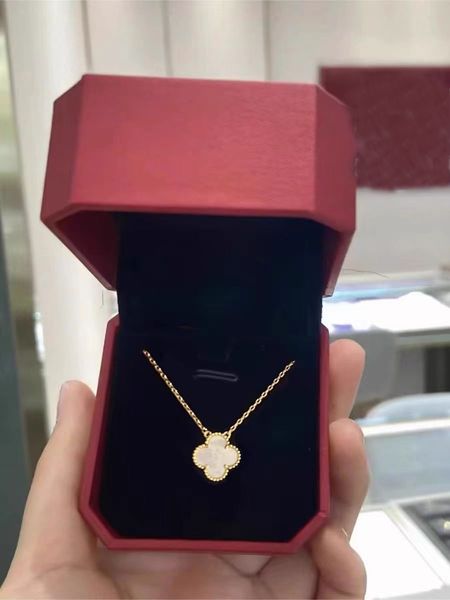Sailoroon Fashion Vanclef Halskette Klassische Marke Designer Halskette für Frau 18k Gold plattiert Onyx Achate Schmuck Valentinstag Geschenk vier Blattklee Halskette