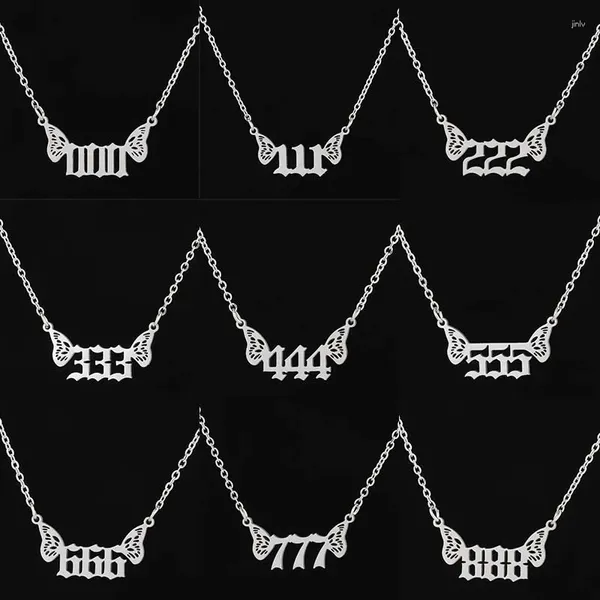 Подвесные ожерелья Lucky number angle butterfly Chain Collece Choker для женщин из нержавеющей стали Desinger Charms подарки подарки подарки