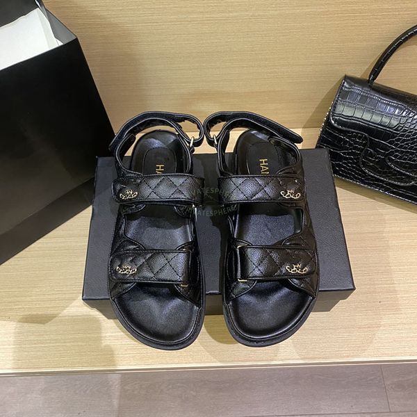 Yaz Yeni Düz Alt Velcro Sandalet Kadınlar Küçük Kokulu Rüzgar Baita Moda Leisure Rahat Açık Açık Ayak Ayakkabı Ayakkabı Trend Eur 36-42