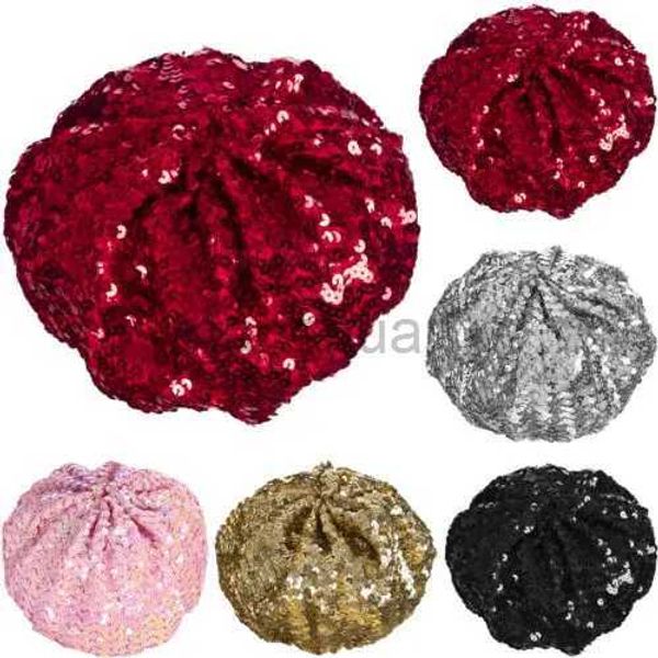 Berets UK Muticolor Sequin Basco Hat Beret Disco Cancie Dress Costume Headwear D24417