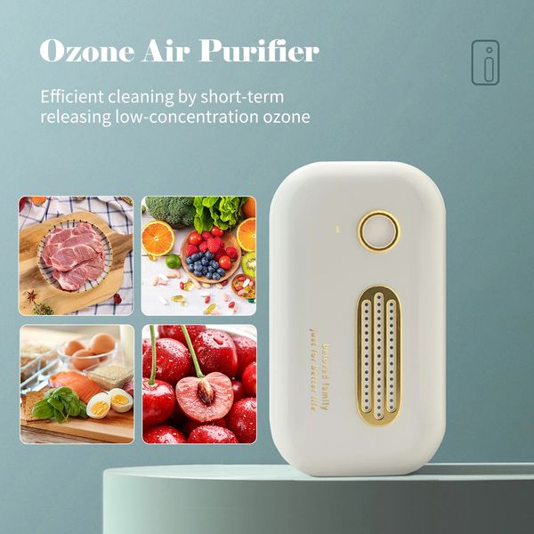 Ozongenerator Mini Luftreiniger USB wiederaufladbarer Geruchsiminator Schlafzimmerluftreiniger für Autobüro Haustiere Kühlschrankgerüche 240318