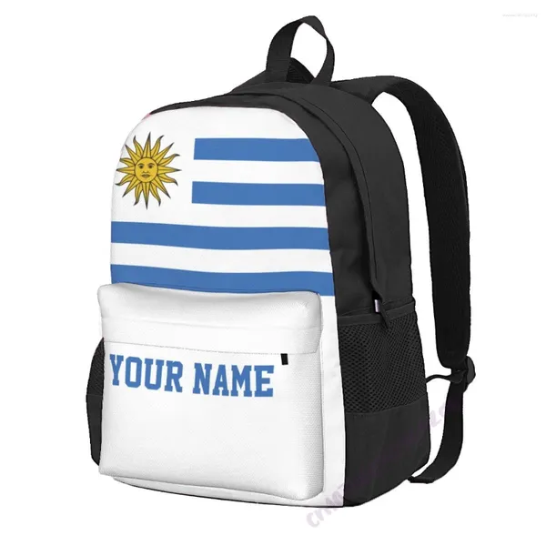 Backpack benutzerdefinierte Name Uruguay Flag Polyester für Männer Frauen Reisen Tasche Freizeitstudenten Wandercamping