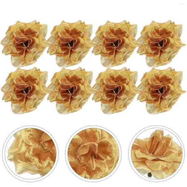 Flores decorativas 50pcs emulação de flores artificial Rosa dourada para buquês de casamento diy