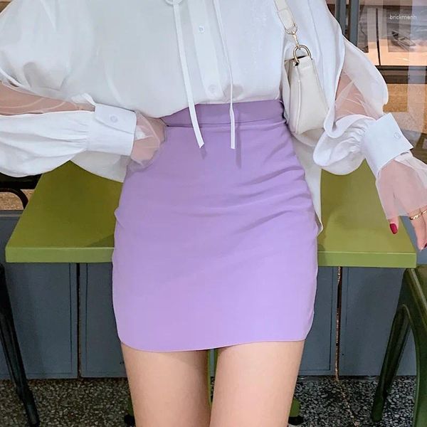 Saias Meni Mini saia estilo coreano Vestido curto chique para mulher de altura da cintura