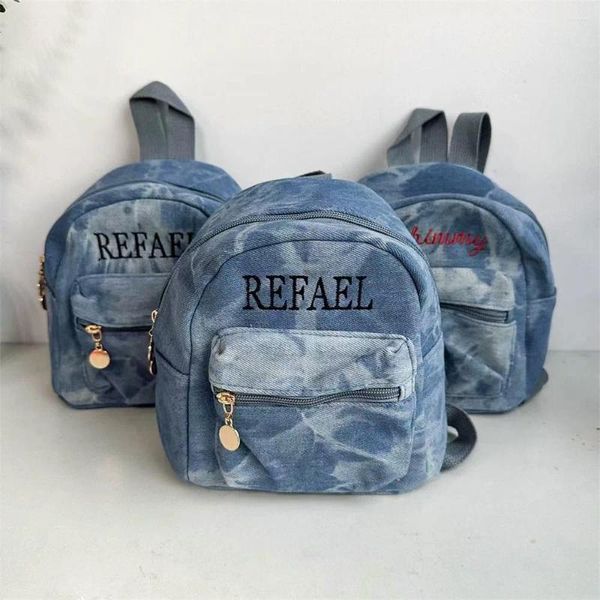 Nome bordado personalizado de mochila