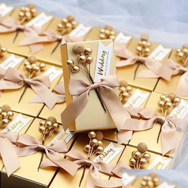 Держатели для получения золотой красной квадрат свадьба 13x8x3,5 см коробки шоколадная вечеринка конфеты.
