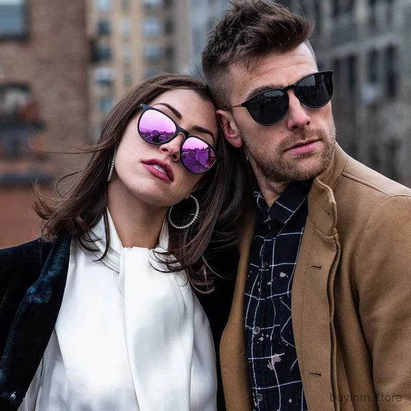 Occhiali da sole 2024 Nuovi occhiali da sole polarizzati da donna vintage marca di moda che guida gli occhiali da sole per uomini goggles per lenti a gradiente rotondo