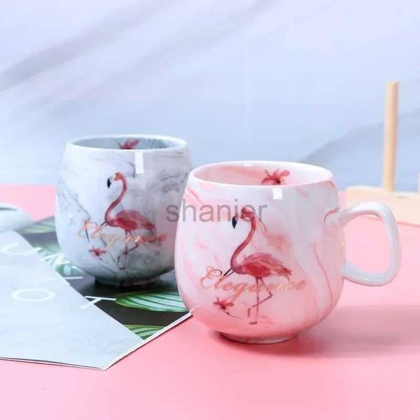 Canecas Hot Sale Ins 72*85mm 350ml rosa cinza flamingo fofo Foot de gato Cerâmica Creme Viagem Copo de café 240417