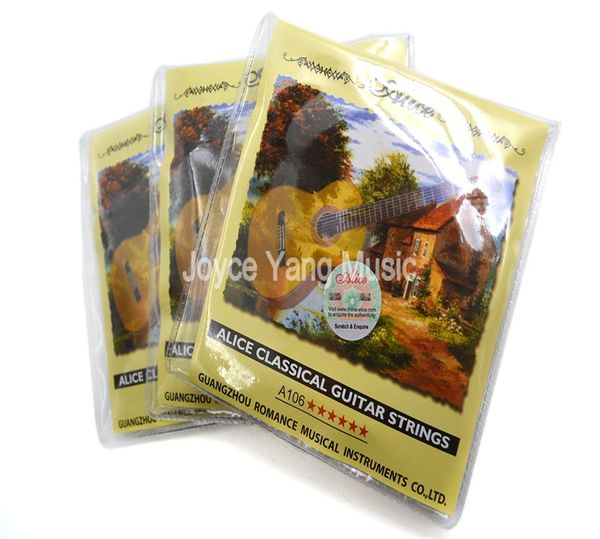 3 Conjuntos de Alice A106H Clear Nylon Classical Guitar Strings Strings de liga de cobre Silverplated Strings 1st6th Strings7241649