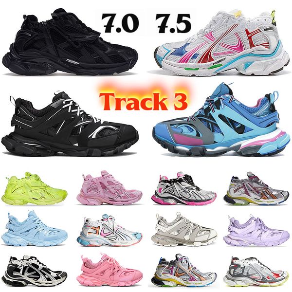 Designerschuhe Luxusmarke Männer Frauen Track Runner 7 7.5 3 weiße schwarze Turnschuhe Läufer Tennis Schuh Opa Ancien Daddy gedruckte Plattter Trainer Big Size 13 13