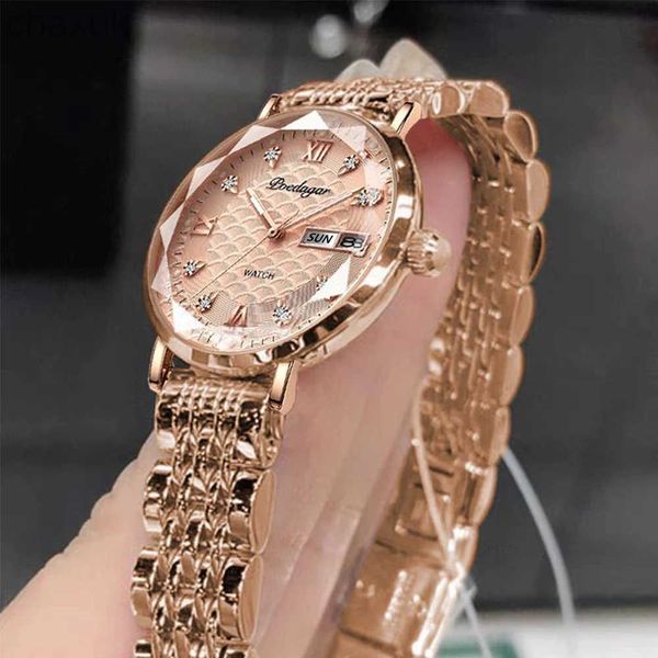 Orologi da polso poedagar orologio da donna New Fashion Luxuria in acciaio inossidabile Bracciale orologio da polso semplice oro impermeabile orologio luminoso da donna D240417