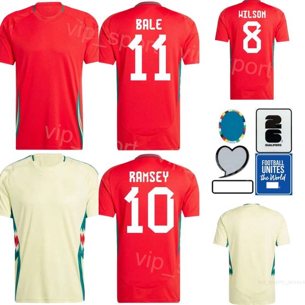 24 25 Euro Cup Soccer Wales Jerseys Nationalmannschaft 9 Johnson 20 James 11 Bale Ramsey Davies Ampadu Wilson Williams Hennessey Gunter Morrell Football Shirt Herren Herren