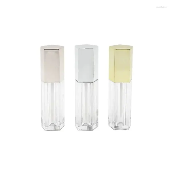 Depolama Şişeleri Boş 5ml Dudak Parlatıcı Lipgloss Asık Tüpleri Plastik Pentagon Doldurulabilir Kozmetik Kaplar Ruj Ambalajı 25 PC/Lot