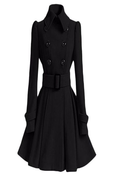 Womenwinter Coat Women Women Europe Europa Belt Fivele Turndown Collar Trench Coat Female Double Bressoted Coat Casual Manga Longa Vestido Co7810755