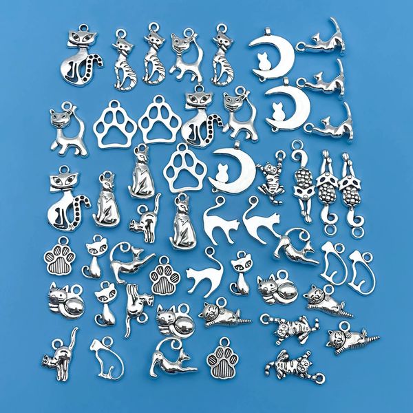 Mix 51pcsset liga de zinco Antique Silvery Animal Series Pingents Shaped Pingents for DIY Brincho de colar de colar jóias Fazendo jóias 240408