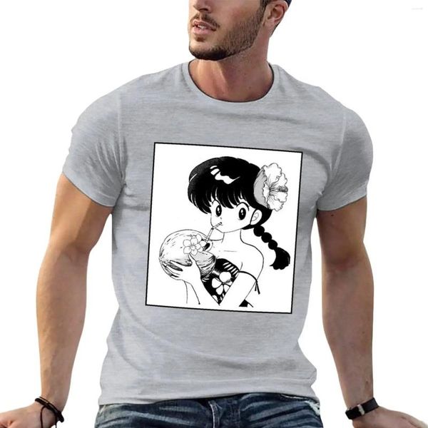 Polos da uomo Ranma Girl Beach - 1/2 Summer Edition 2024 T -shirt Boys Stampa animale a magliette bianche semplici uomini