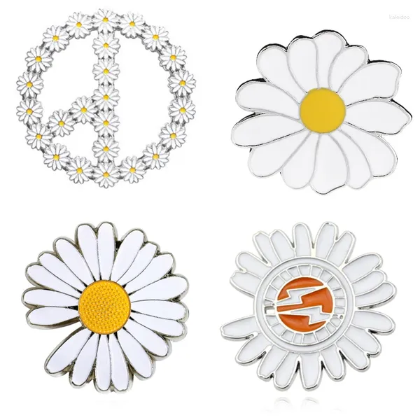 Broches da moda Daisy Flower esmalte os pinos de broche