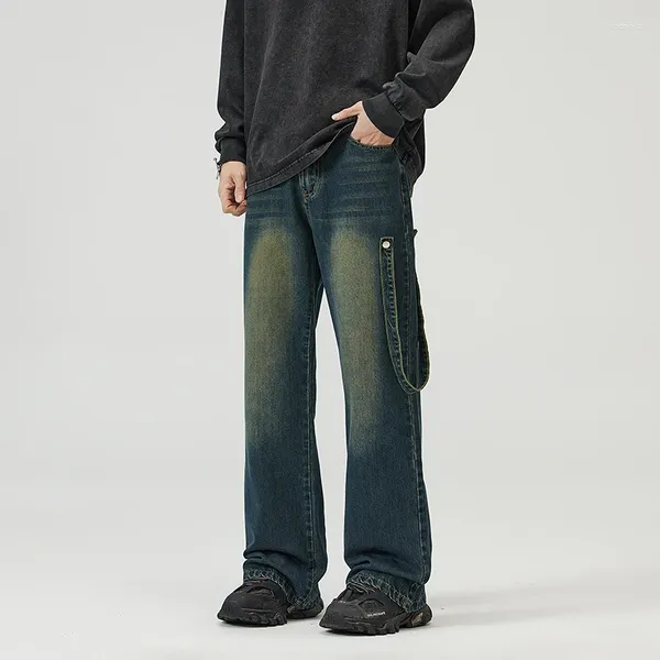 Мужские джинсы 2024Spring и летняя американская главная улица Retro Green с личностью Vibeskinny Fashion Brand