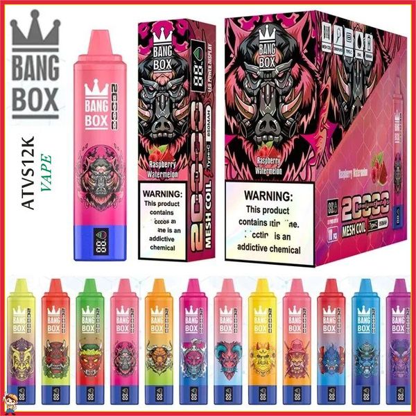 Original Bang Box 20000 Puffs Einweg -Vape -Stift LED 0% 2% 3% 5% E Zigaretten mit digitaler Smart Display Mesh Spule Wiederaufladbare Puff 20k Vaper