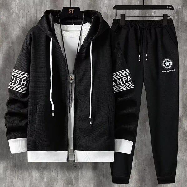 Herren -Tracksuits 2024 Frühling Herbst Set Japan Fashion Print Tracksuit Jogginghosen 2 Stück Männer Trend Kleidung Hoodies Jogging Sets