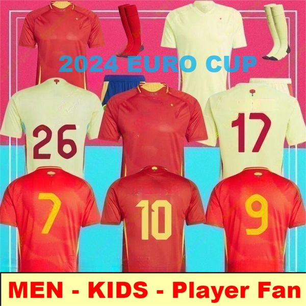 2024 Euro Cup Spain Jersey Morata Ferran Asensio 24 25 Camisa de futebol da equipe nacional espanhola Kit Kit Kit Set Home Away Camisetas Espana Rodri Olmo Ansu Fati