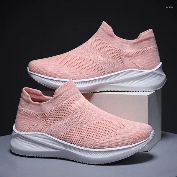 Lässige Schuhe Frauen vulkanisierte hochwertige Sneakers Atmungsfreie Netzschlupf auf Slattern Plus Size 36-46 Wanderflats