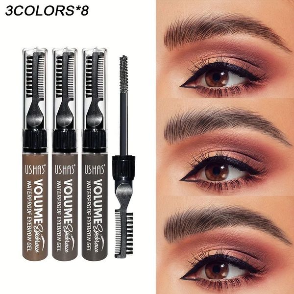 24pcs/lote ushas 3colors sobrancelha rímel gel sobrancelha gel natural Gel de sobrancelha e tinta impermeável de longa duração para olhos maquiagem 240410