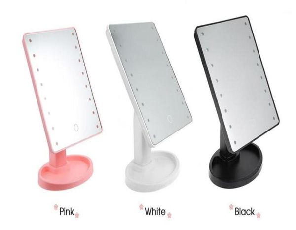 Продажа 360 градусов вращения Touch SN зеркало макияжа с 16/22 светодиодными светодиодными светильниками Профессиональный столик для стола настольного стола на рабочем столе зеркал1 Compact Mirror1269721