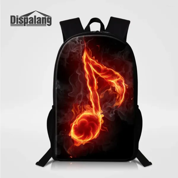 Mochila Dispalang Mochilas leves elegantes para crianças NOTA MUSICAL IMPRESSamentos 16 polegadas Saco escolar maior em primário