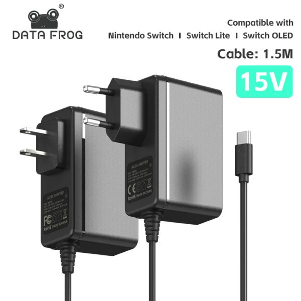 Зарядное устройство AC AC Chargers Data Frog Eu/US Plug AC для Nintendo Switch Oled Travel Home Зарядка типа C USB -источник питания для Nintend Switch