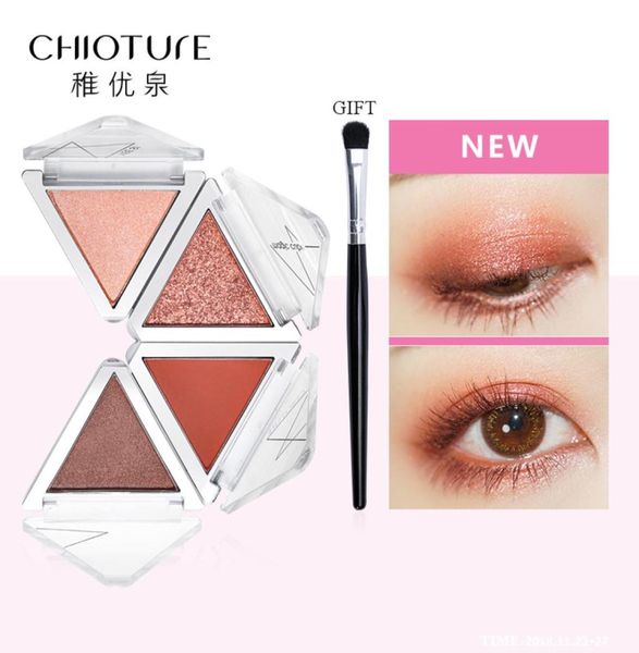 Chioture 4 cores Paleta de sombras maquiagem cosméticos glitter glitter nude verde laranja laranja macia mini -sombra kit4780137