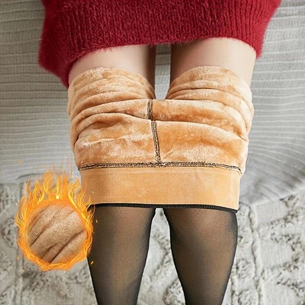 Frauen Socken warme Leggings Strumpfhosen Winter Dicke durchscheinende Strumpfhosen sexy Taille Elastizität Fleece thermische Strümpfe weiblich