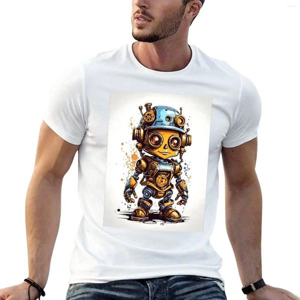 Tanques masculinos Tops Little Robot 2 T-shirt Vintage camise