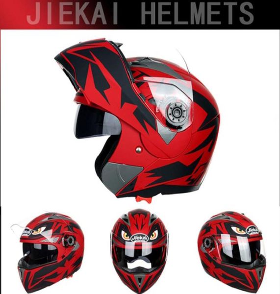 2020 Fashion Jiekai 105 Open Face Helmets UnDrape Face Cap Autmetto a doppio lente Casque Off Helmet Road Made di ABS 5611044