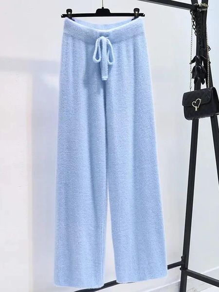 Pantaloni da donna imitazione di visone caldo peluche calorose pantaloni a gamba larga di moda coreana Colore caramelle dritti pantalon z41