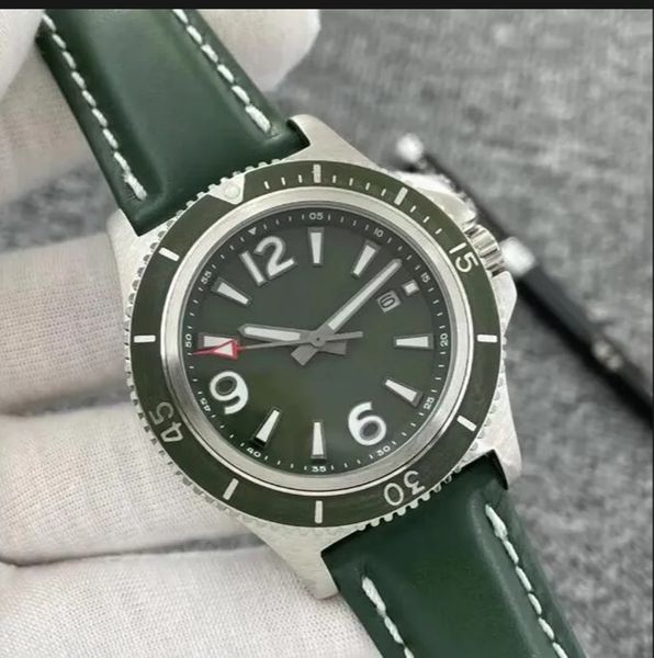 U1 AAA Luxo Betiling Green Dial Watches Superocean Heritage Movimento Mecânico Automático Vista Cabelo Coloque de Coloque Men.