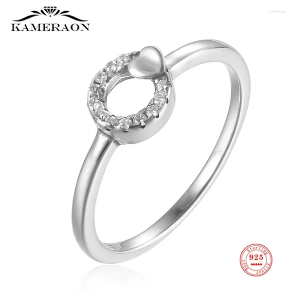 Rings Cluster Classic Round with Lovely Heart for Women 925 Sterling Silver Charm Fashion Engagement Regali di gioielli