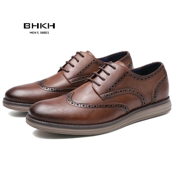 Bhkh gerçek deri elbise ayakkabıları rahat erkekler rahat akıllı iş ofisi dantelya 240407