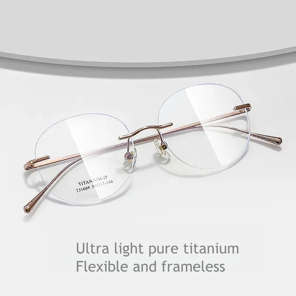 Sonnenbrillen Frames ultra -leichte Retro runde reine Titanrahmenseless -Brillen Rahmen modische kreisförmige optische Verschreibungsbrille