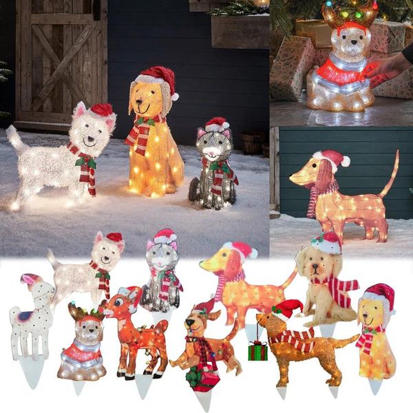 Decorazioni natalizie decorazioni acriliche lampade ad animale a led pali ornamenti da giardino segnali di cortile da esterno