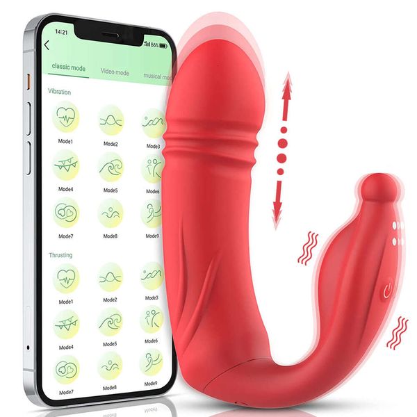 App Vibradores vestíveis Panties vibratórios telescópicos clitóris G Vibração do manto Vibração Dildo Remote Sexy Toys for Women Couples