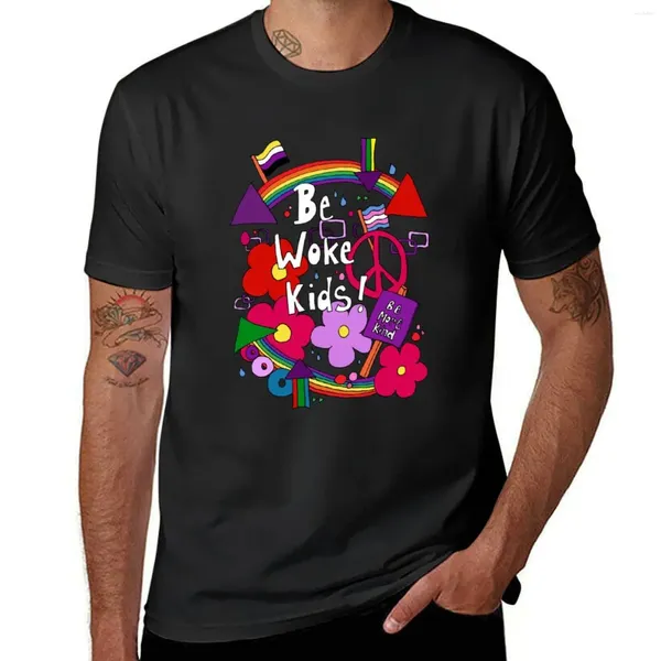 Polos masculinos Be Woke Kids T-Shirt Summer Tops Tees Kawaii Roupas