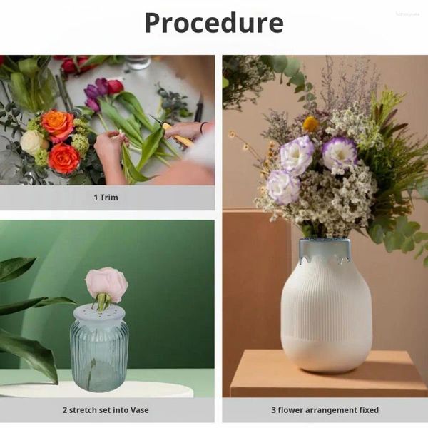 Vasos Grid Grid Silicone Flower Discarter reutilizável Diy Bouquet Spiral Ikebana Stem Floral Arranger